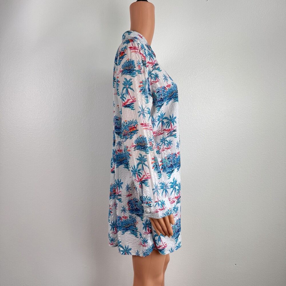 Tommy Bahama Tropical Oasis Boyfriend Beach Shirt Crinkle Cover Up - Picture 5 of 11